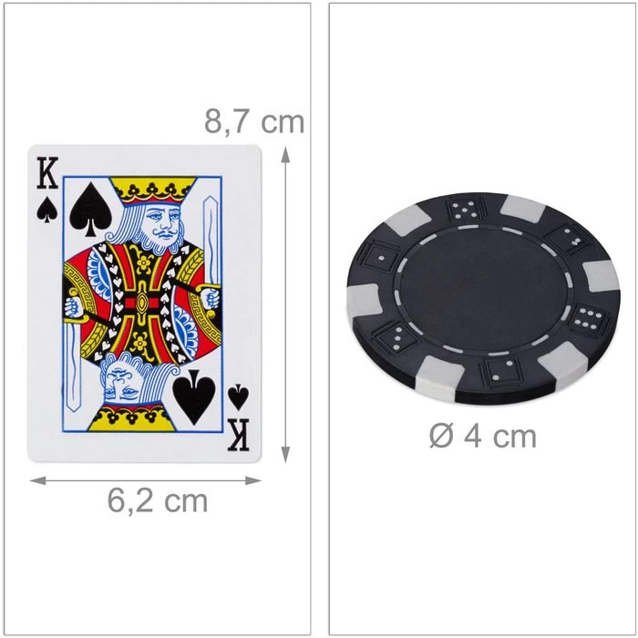 Relaxdays Pokerkoffer 300 Chips Ohne Wert, Alu-Koffer, Schwarz, Abschließbar, 2 Decks – Bild 3