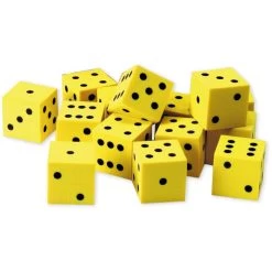 TimeTex Würfel 93600, Flüster-Würfel Gelb, Augenwürfel, 17mm Kantenlänge, 10 Stück