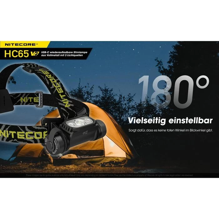 Nitecore Stirnlampe HC65 V2 LED, 1750 Lumen, USB, Akku, Rotlicht, Wasserdicht – Bild 7
