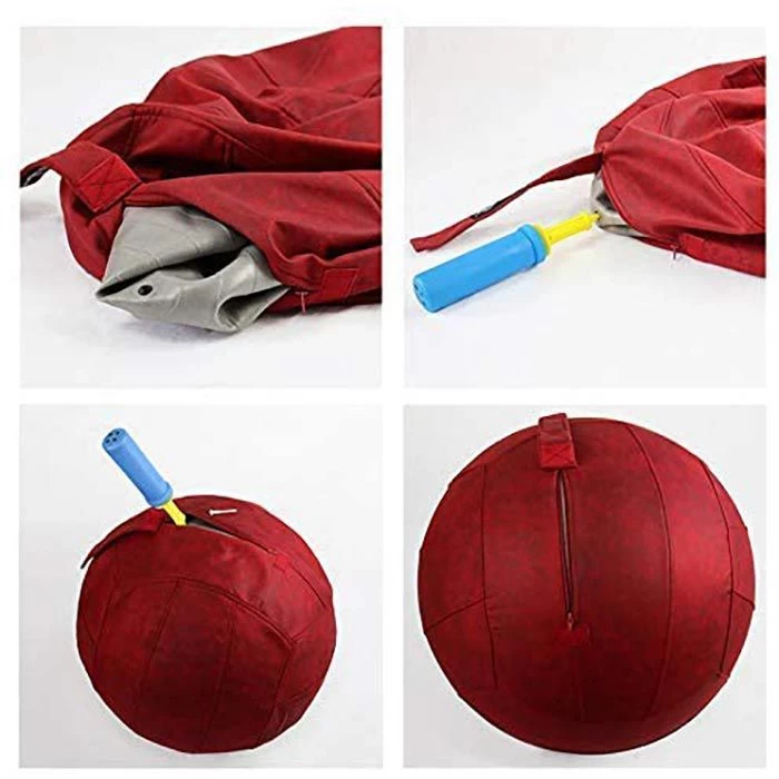 Cooldot Sitzball Burgund, 65cm, Büro, Lederoptik, Antibakteriell, Ergonomisch – Bild 4