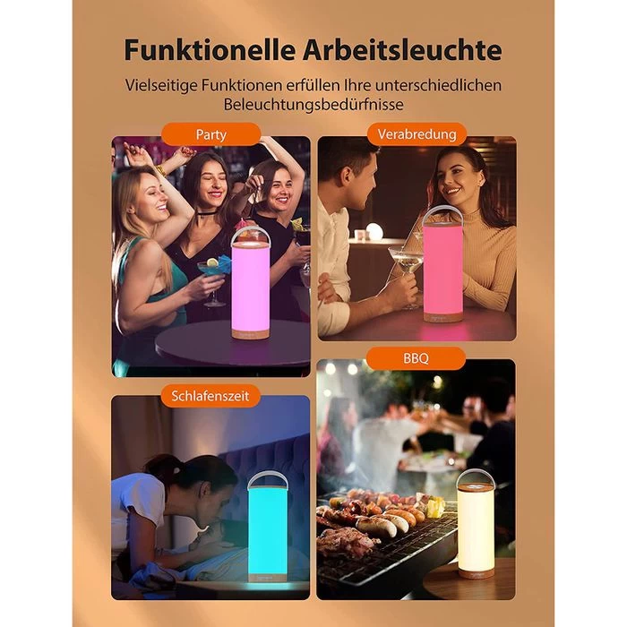 Sympa Campinglampe SP-DL008 LED, 300 Lumen, Dimmbar, RGB, Spritzwassergeschützt – Bild 6