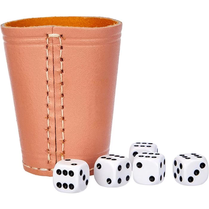 Piatnik Würfel 296659, Würfelpoker-Set, 5 Augenwürfel, Würfeltablett, Block & Lederbecher – Bild 3