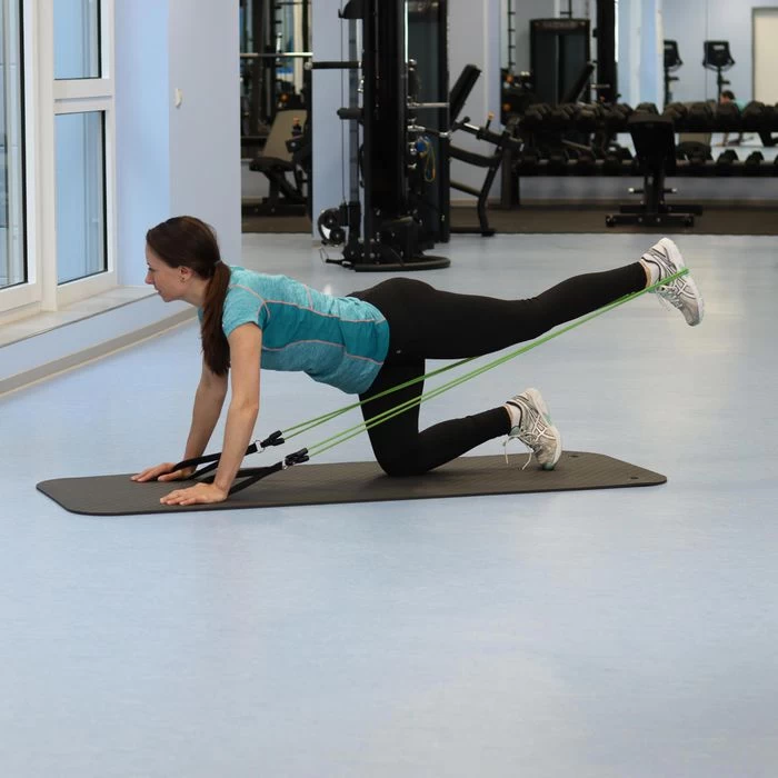 Togu Fitnessband Theragym Pro Set, 1,4m, Starker Widerstand, Grün, Mit Festen Griffen – Bild 5