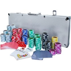 Eaxus Pokerkoffer 92110, 500 Chips, Aluminium-Koffer, 2 Decks, Dealer Button, Würfel