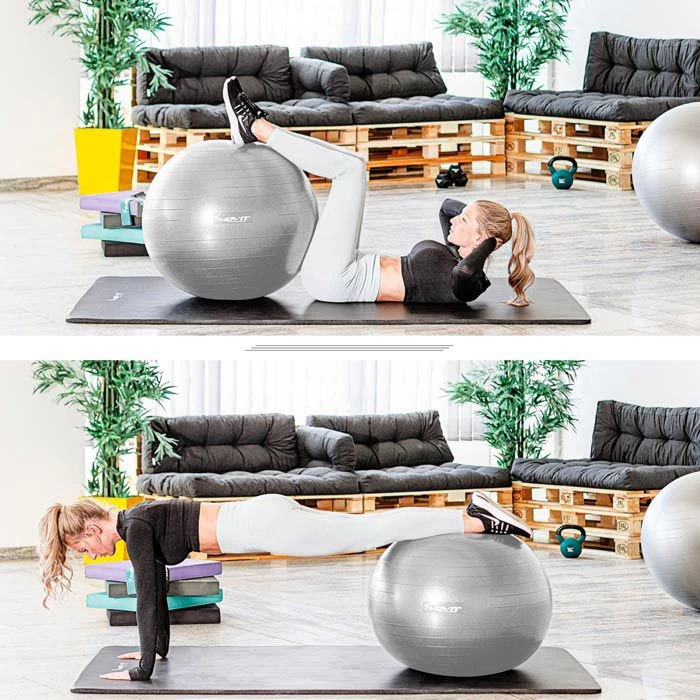 Movit Gymnastikball Dynamic Ball, 55cm, Belastbar Bis 500kg, Mit Pumpe, Silber â Bild 5