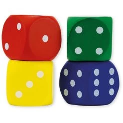 TimeTex Würfel 93607, Flüster-Würfel, Bunt, Augenwürfel, 40mm Kantenlänge, 4 Stück