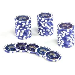 Nexos Pokerchips OCEAN-CHAMPION-CHIP, 50 Stück, Laserchips, Metallkern, 12g, Ø 4cm, Blau, Wert 10