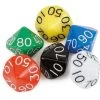 TimeTex Würfel 93637 Zehner 00-90, Bunt ,10-seitig, Zahlenwürfel, Ø 20mm, 6 Stück