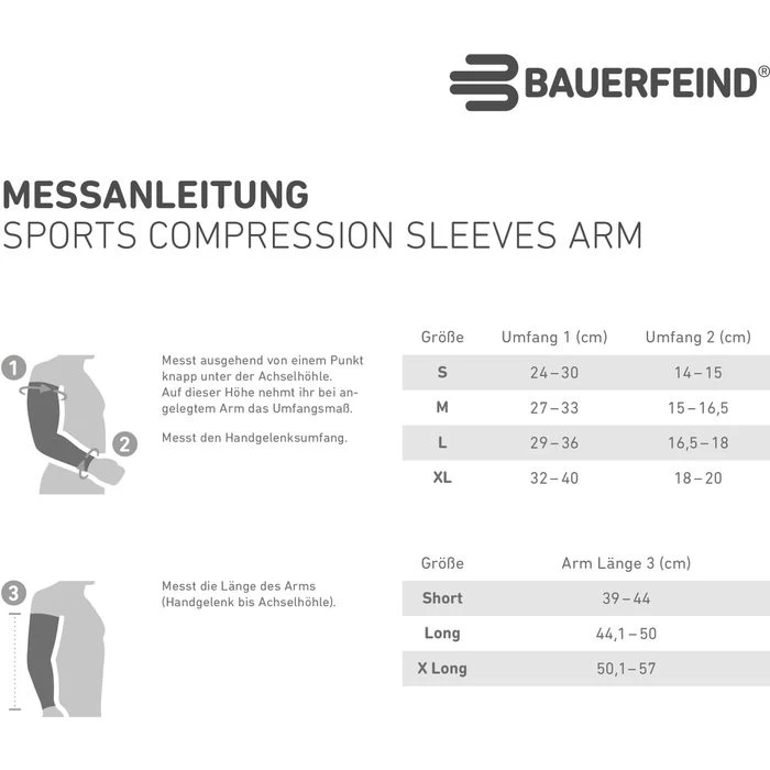Bauerfeind Armling Sports Compression Sleeves Arm, Gr. S (x-lang), Weiß, Beidseitig Tragbar, 2 Stück – Bild 8