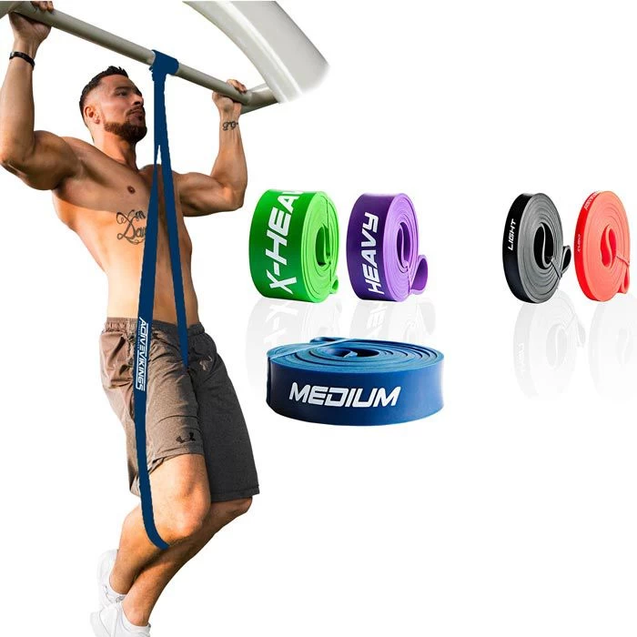 ActiveVikings Fitnessband Pull-Up, 1m, Mittlerer Widerstand, Blau, Loop