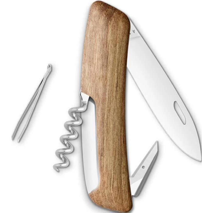 SWIZA Taschenmesser D01, Holzgriff, Walnussholz, 6 Funktionen