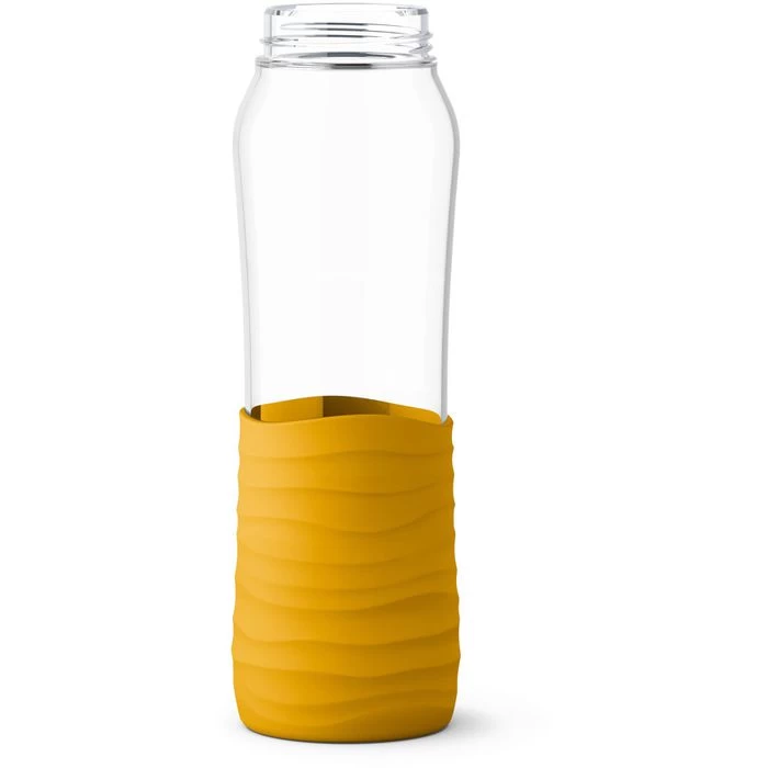 Emsa Trinkflasche Drink2Go Glas N3100800, 0,7 L, Glas, Transparent / Gelb – Bild 3