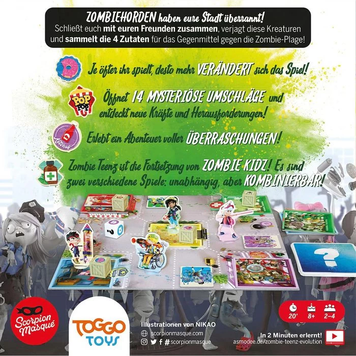Asmodee Brettspiel LSMD0013 Zombie Teenz Evolution, Ab 8 Jahre, 2-4 Spieler – Bild 4