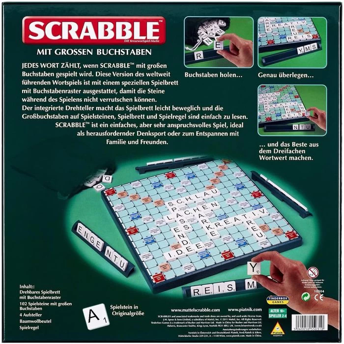 Piatnik Brettspiel Scrabble Mit Großen Buchstaben, Ab 10 Jahre, 2-4 Spieler – Bild 3
