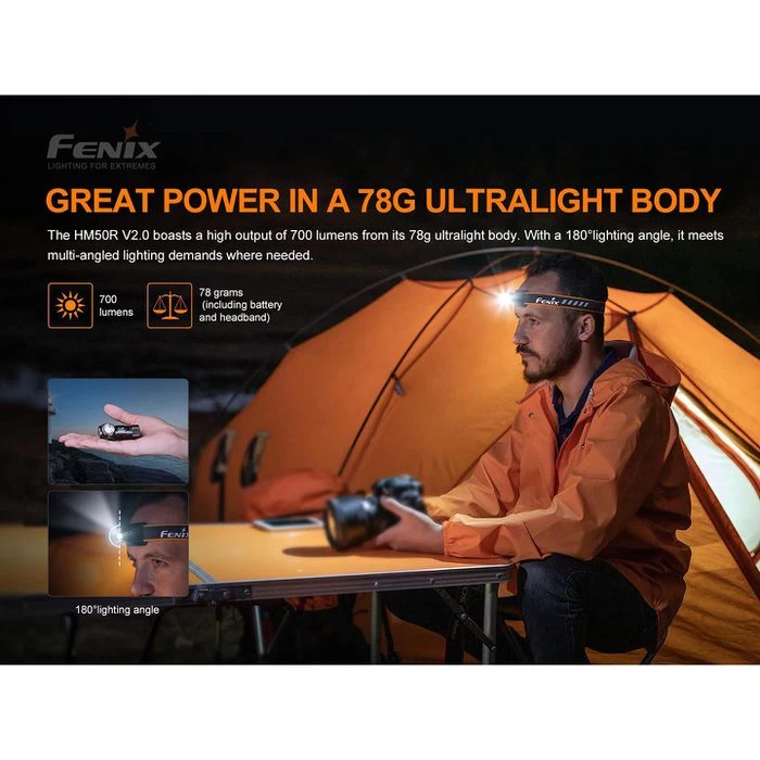 Fenix Stirnlampe HM50R V2.0 LED, 700 Lumen, USB, Akku, Rotlicht – Bild 5