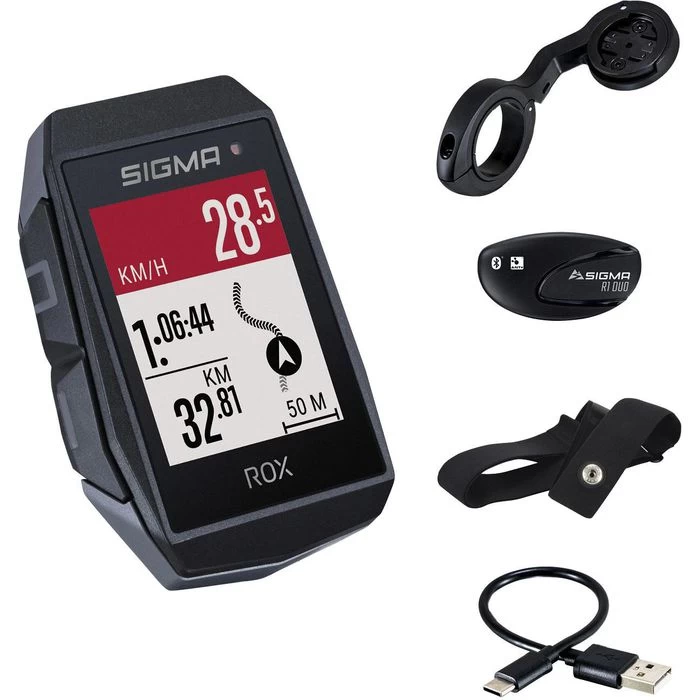 Sigma Fahrradcomputer ROX 11.1 Evo GPS, HR Set, Kabellos, Schwarz, Mit GPS, Wasserdicht