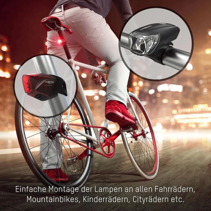 Ansmann Fahrradbeleuchtung CREE LED, Front-/ Rücklicht Set, LED, 35 Lux, USB Aufladbar – Bild 3