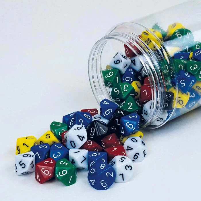 TimeTex Würfel 93636, Einer 0-9, Bunt, 10-seitig, Zahlenwürfel, Ø 20mm, 100 Stück – Bild 5