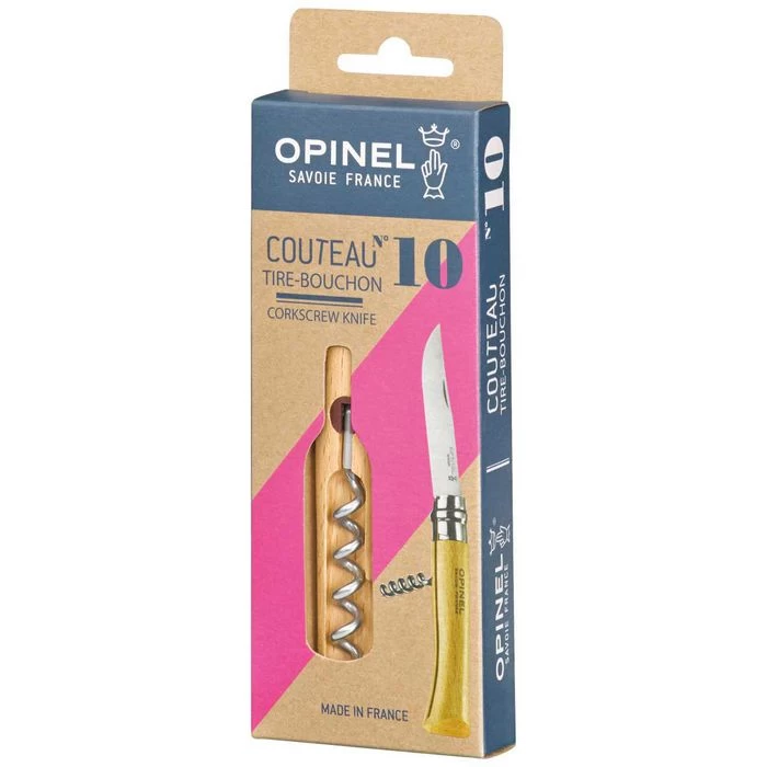 Opinel Klappmesser No.10 Inox, Mit Korkenzieher, Klingenlänge 10cm, Buche, Braun â Bild 3