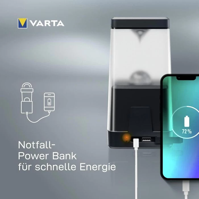 Varta Campinglampe Outdoor Ambiance L30RH LED, 500 Lumen, Akku, Dimmbar, RGB, Powerbank â Bild 2