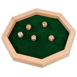 Goki Würfel 56954, Würfelteller Mit 5 Würfeln, 5 Augenwürfel Und Würfeltablett