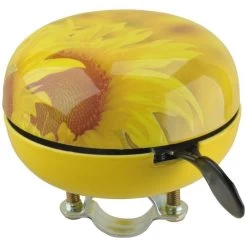 Fischer-MTS Fahrradklingel Maxi 85825, Gelb, Glocke, Sonnenblume, Stahl