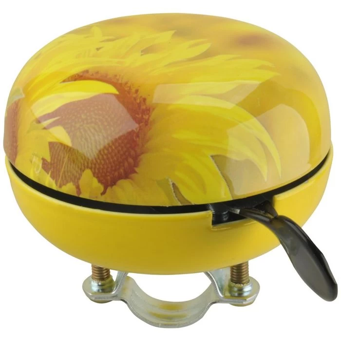 Fischer-MTS Fahrradklingel Maxi 85825, Gelb, Glocke, Sonnenblume, Stahl