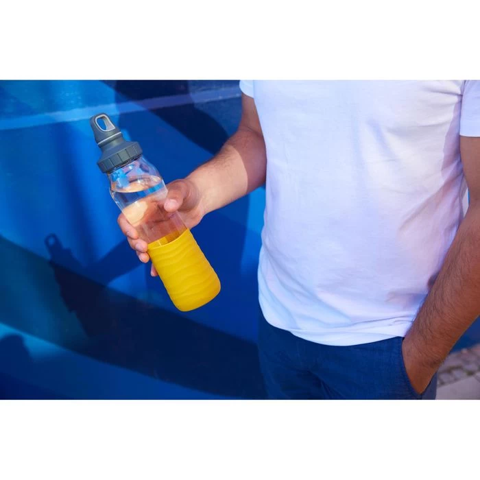 Emsa Trinkflasche Drink2Go Glas N3100800, 0,7 L, Glas, Transparent / Gelb – Bild 6