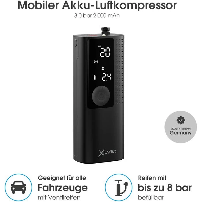 XLayer Luftpumpe 219008, Air Compressor, Akkupumpe, Mit Manometer â Bild 5