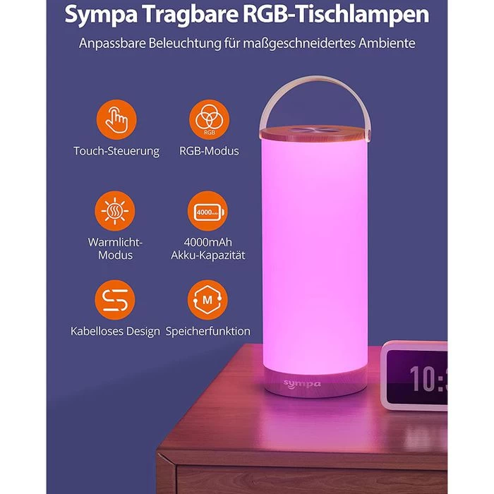 Sympa Campinglampe SP-DL008 LED, 300 Lumen, Dimmbar, RGB, Spritzwassergeschützt – Bild 5