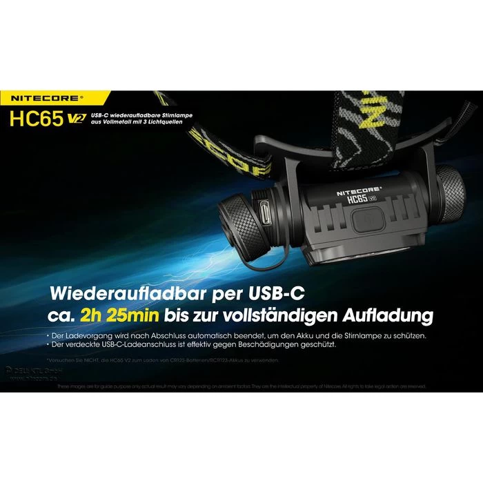 Nitecore Stirnlampe HC65 V2 LED, 1750 Lumen, USB, Akku, Rotlicht, Wasserdicht – Bild 3