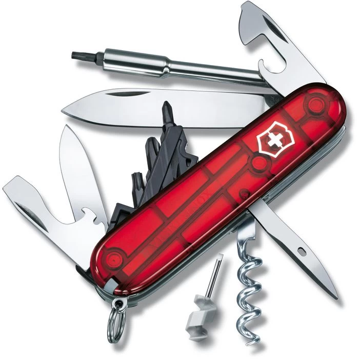 Victorinox Taschenmesser CyberTool S 1.7605.T, Rot Transparent, 27 Funktionen