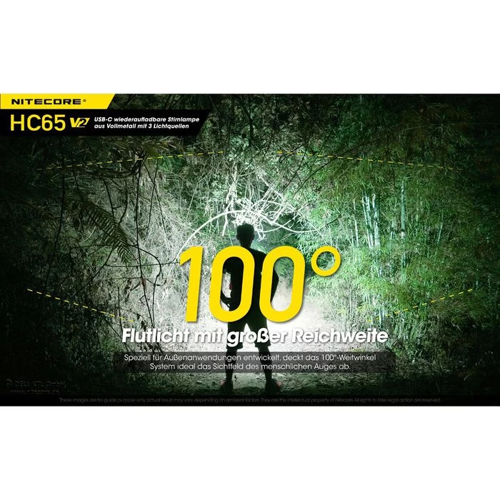 Nitecore Stirnlampe HC65 V2 LED, 1750 Lumen, USB, Akku, Rotlicht, Wasserdicht – Bild 6