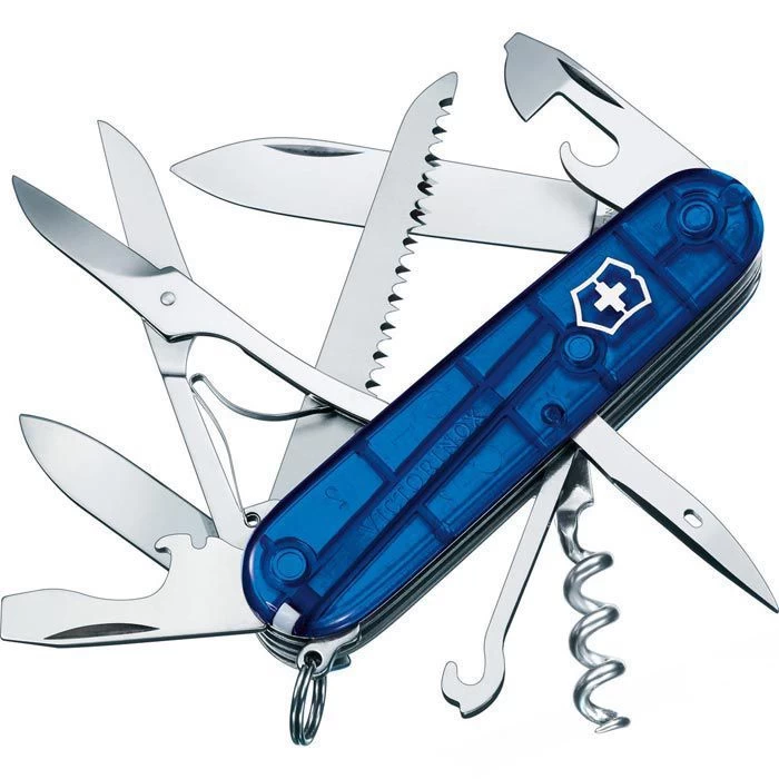 Victorinox Taschenmesser Huntsman 1.3713.T2, Blau Transparent, 15 Funktionen
