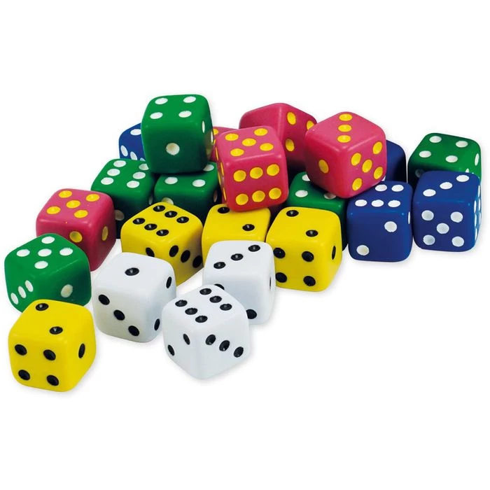 TimeTex Würfel 93601, Spielwürfel-Satz Bunt, Augenwürfel, 15mm Kantenlänge, 100 Stück – Bild 3
