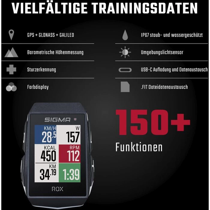 Sigma Fahrradcomputer ROX 11.1 Evo GPS 01030, Kabellos, Schwarz, Mit GPS, Wasserdicht – Bild 5