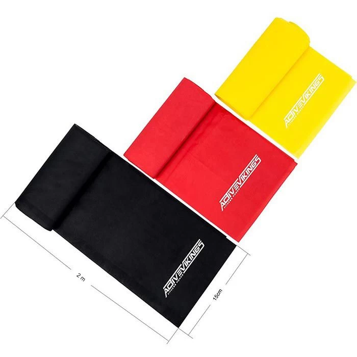 ActiveVikings Fitnessband Flatbands Set 2m, Leicht, Medium, Stark, 3 Stück – Bild 2