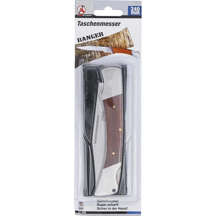 BGS-technic Klappmesser Ranger DIY 2080, KlingenlĂ€nge 12 Cm, Holzgriff Und Nylon-Tasche â Bild 2