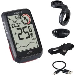 Sigma Fahrradcomputer ROX 4.0 GPS, HR Set 01062, Kabellos, Schwarz, Mit GPS, Wasserdicht