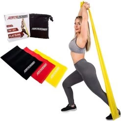 ActiveVikings Fitnessband Flatbands Set 2m, Leicht, Medium, Stark, 3 Stück