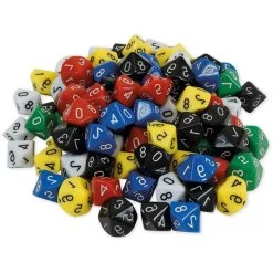 TimeTex Würfel 93636, Einer 0-9, Bunt, 10-seitig, Zahlenwürfel, Ø 20mm, 100 Stück