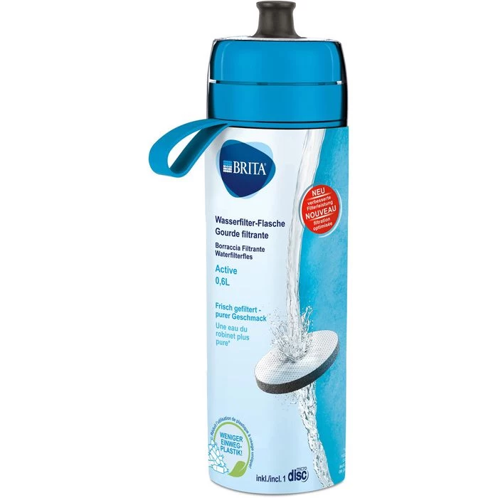 Brita Trinkflasche Fill & Go Active MicroDisc, 0,6 L, Kunststoff, Blau, Mit Wasserfilter – Bild 8
