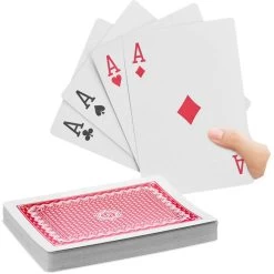 Relaxdays Spielkarten 10023627, Jumbo Pokerkarten, 54 XXL-Karten, Plastik, Anglo-Amerikanisches Bild