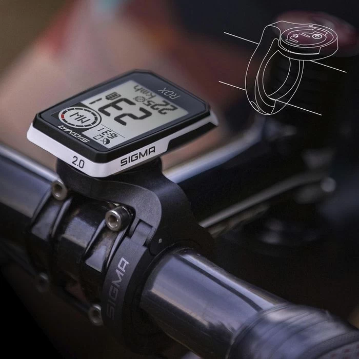 Sigma Fahrradcomputer ROX 2.0 GPS, Top Mount Set, Kabellos, Weiß, Mit GPS, Wasserdicht