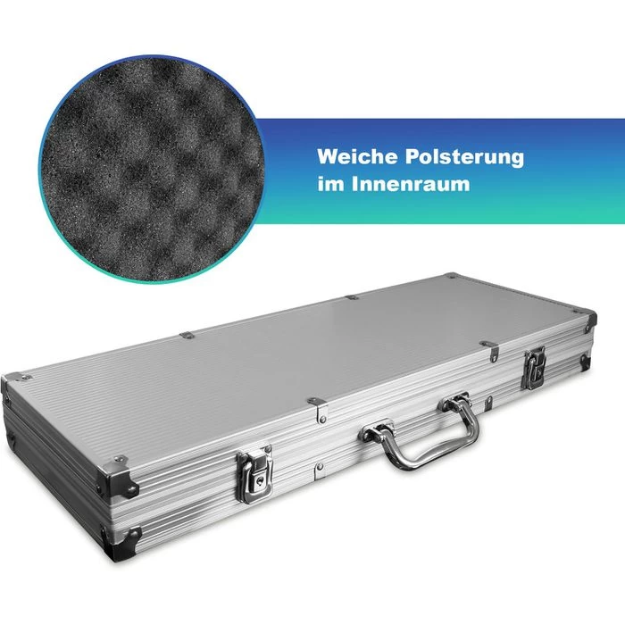 Eaxus Pokerkoffer 92110, 500 Chips, Aluminium-Koffer, 2 Decks, Dealer Button, Würfel – Bild 5