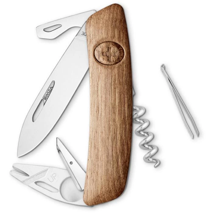 SWIZA Taschenmesser Tick Tool TT03, Holzgriff, Walnussholz 11 Funktionen, Zeckenwerkzeug Und Lupe â Bild 2