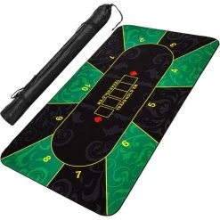 Maxstore Pokermatte 20030147, 160 X 80 Cm, Rechteckig, 10 Spieler, Grün/schwarz